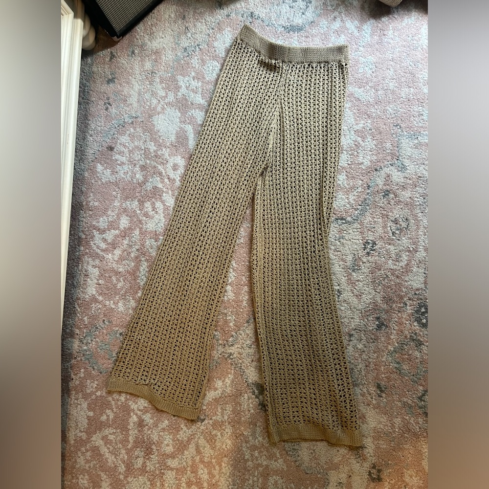 Swim suit cover up pants in tan/brown